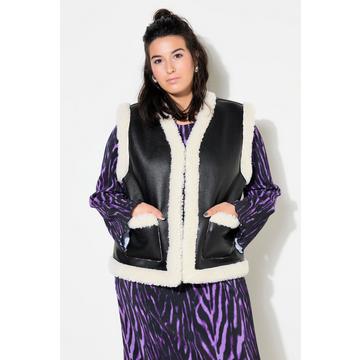 Gilet en simili et imitation fourrure. Ligne A courte