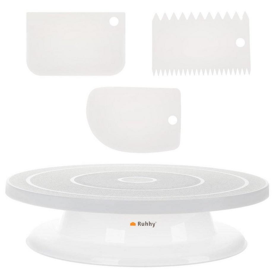 Piatto da torta girevole con 3 spatole per la decorazione