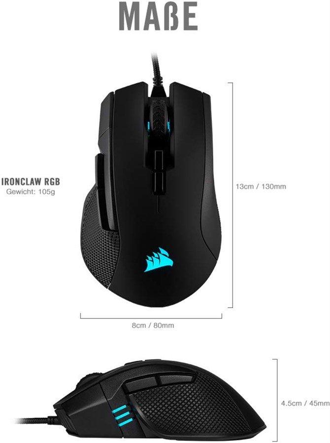 Corsair  Ironclaw RGB Gaming Maus - 