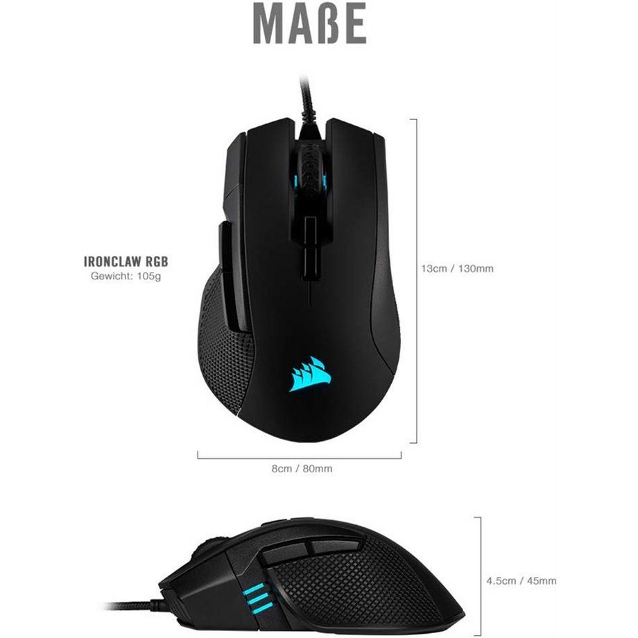 Corsair  Ironclaw RGB Gaming Maus - 