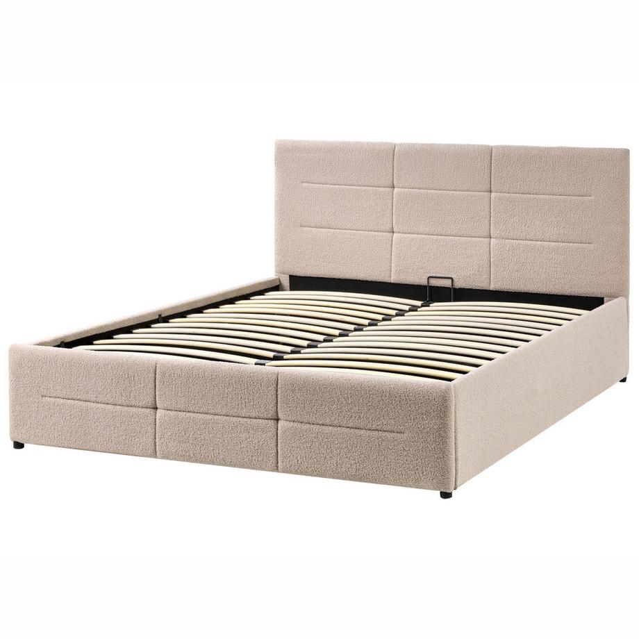 Beliani Letto contenitore en Bouclé Minimalista MASSOGNES  