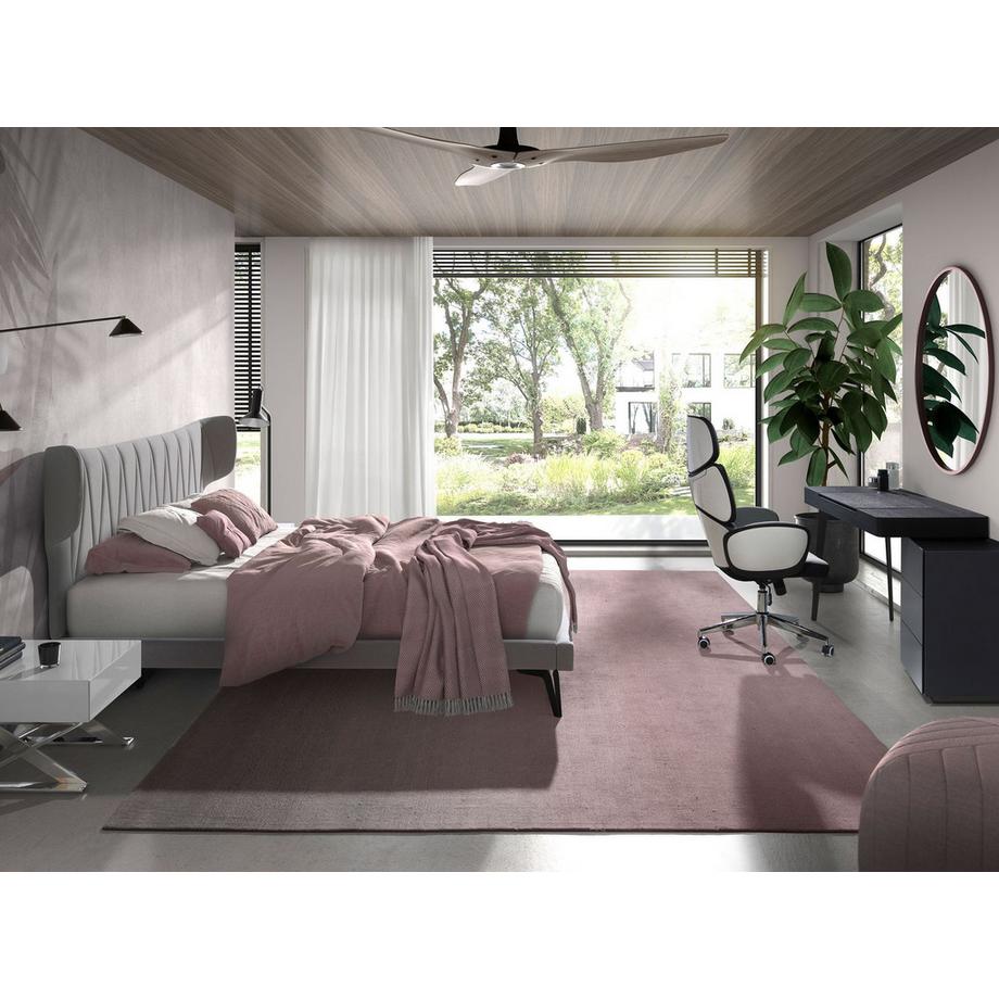 ANGEL CERDA Sedia girevole da ufficio in tessuto grigio chiaro e pvc bianco lucido  