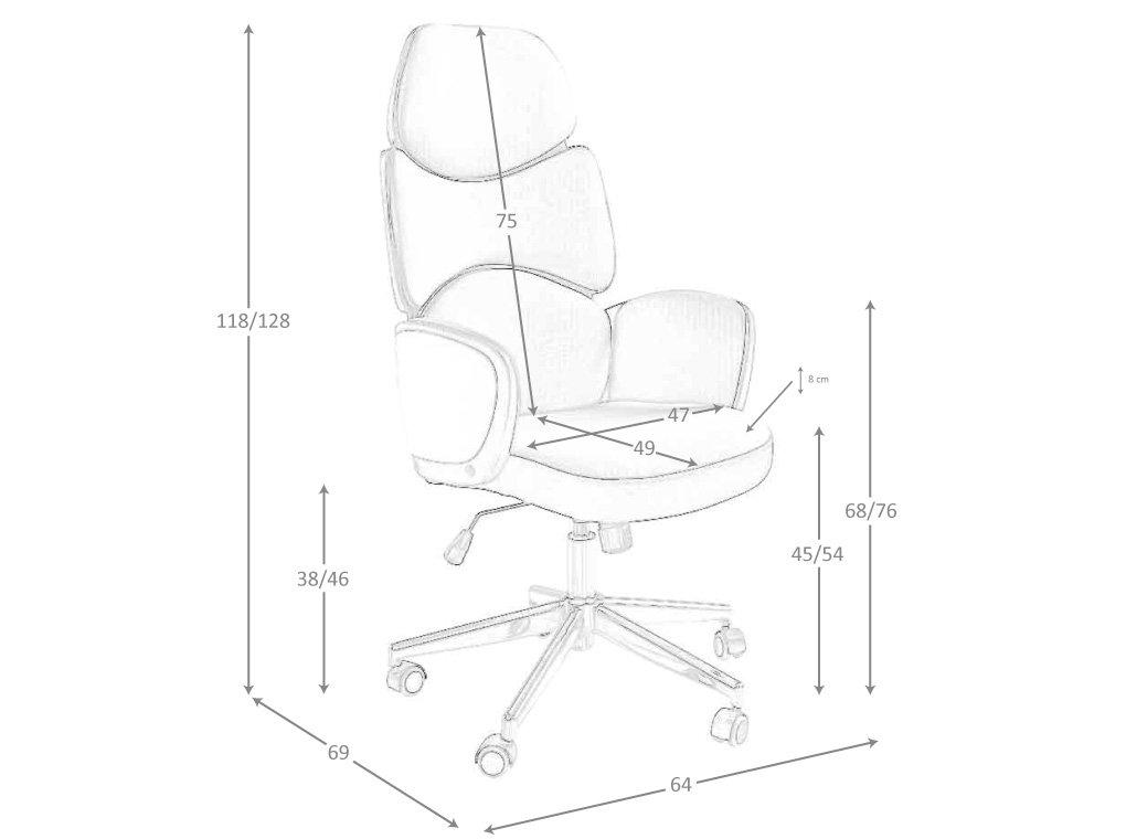 ANGEL CERDA Sedia girevole da ufficio in tessuto grigio chiaro e pvc bianco lucido  