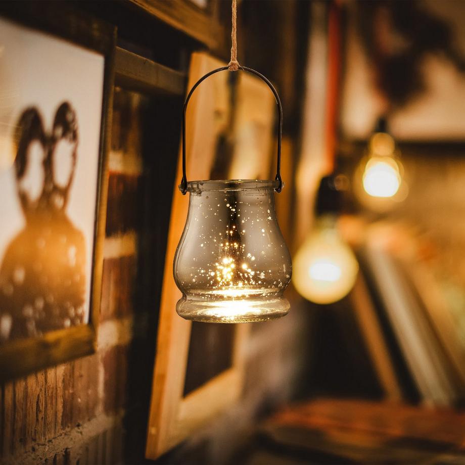 B2X Lanterna in vetro argento set da 12  