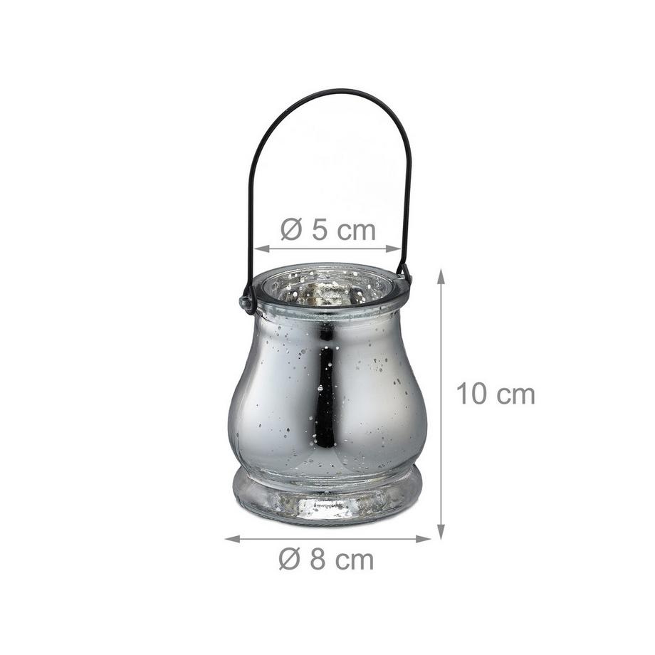 B2X Lanterna in vetro argento set da 12  