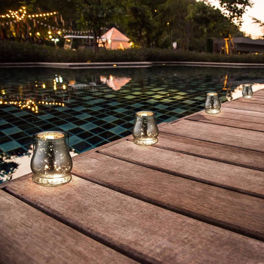 B2X Lanterna in vetro argento set da 12  