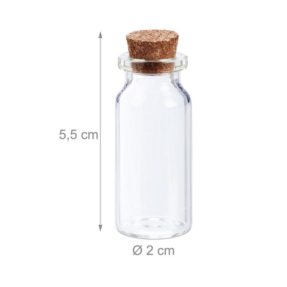Northix  Mini bouteilles en verre, bouchon en liège, 60 pence 