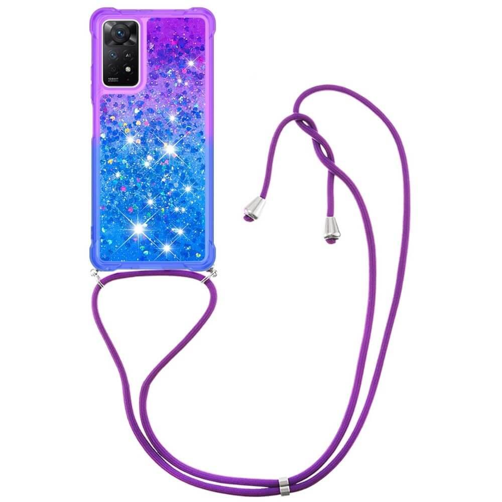 Cover-Discount  Xiaomi Redmi Note 11 Pro / 12 Pro - Custodia con cordino glitter blu 