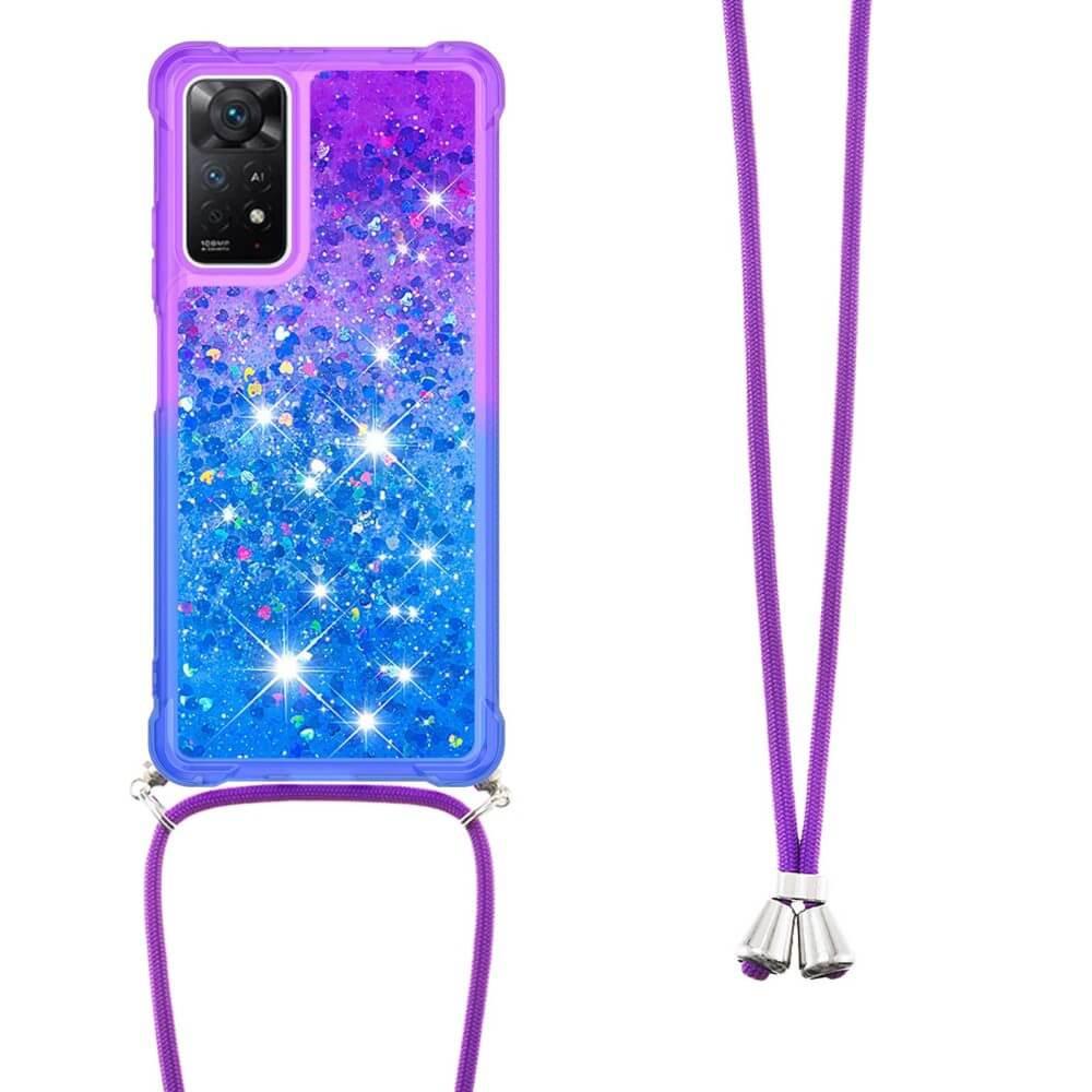 Cover-Discount  Xiaomi Redmi Note 11 Pro / 12 Pro - Custodia con cordino glitter blu 