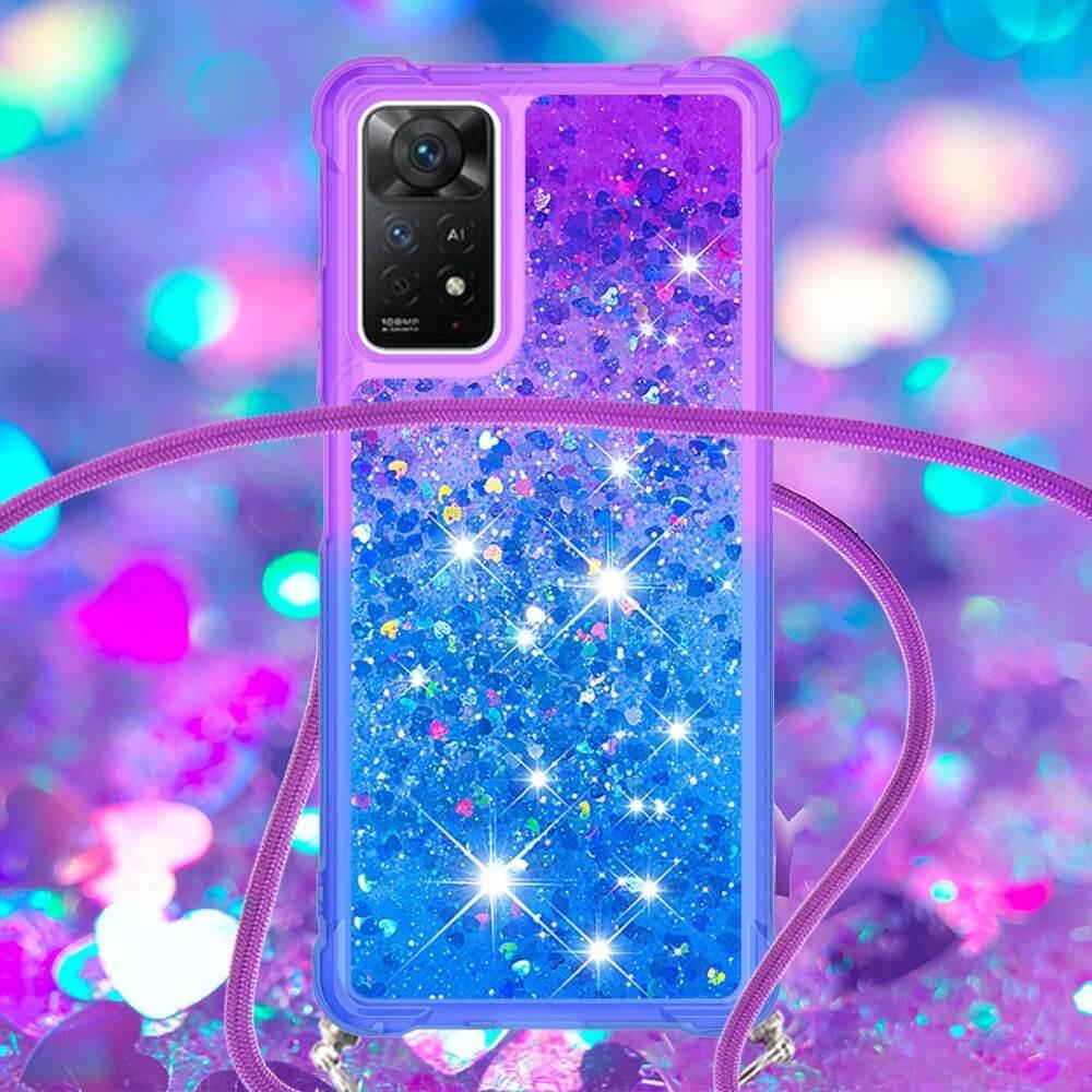 Cover-Discount  Xiaomi Redmi Note 11 Pro / 12 Pro - Custodia con cordino glitter blu 