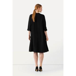 Ulla Popken  Midikleid, Struktur, A-Linie, Tunika-Ausschnitt, 3/4-Arm 