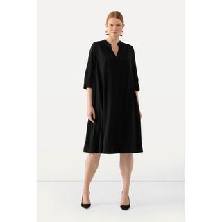 Ulla Popken  Midikleid, Struktur, A-Linie, Tunika-Ausschnitt, 3/4-Arm 