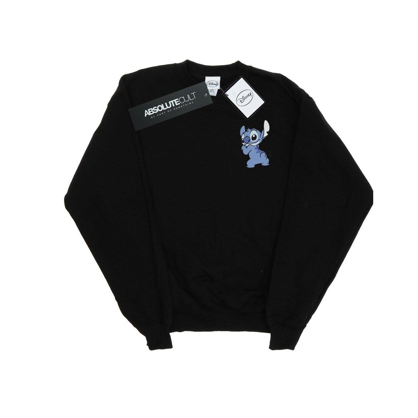 Image of Lilo And Stitch Stitch Backside Breast Print Sweatshirt Unisex Schwarz 116