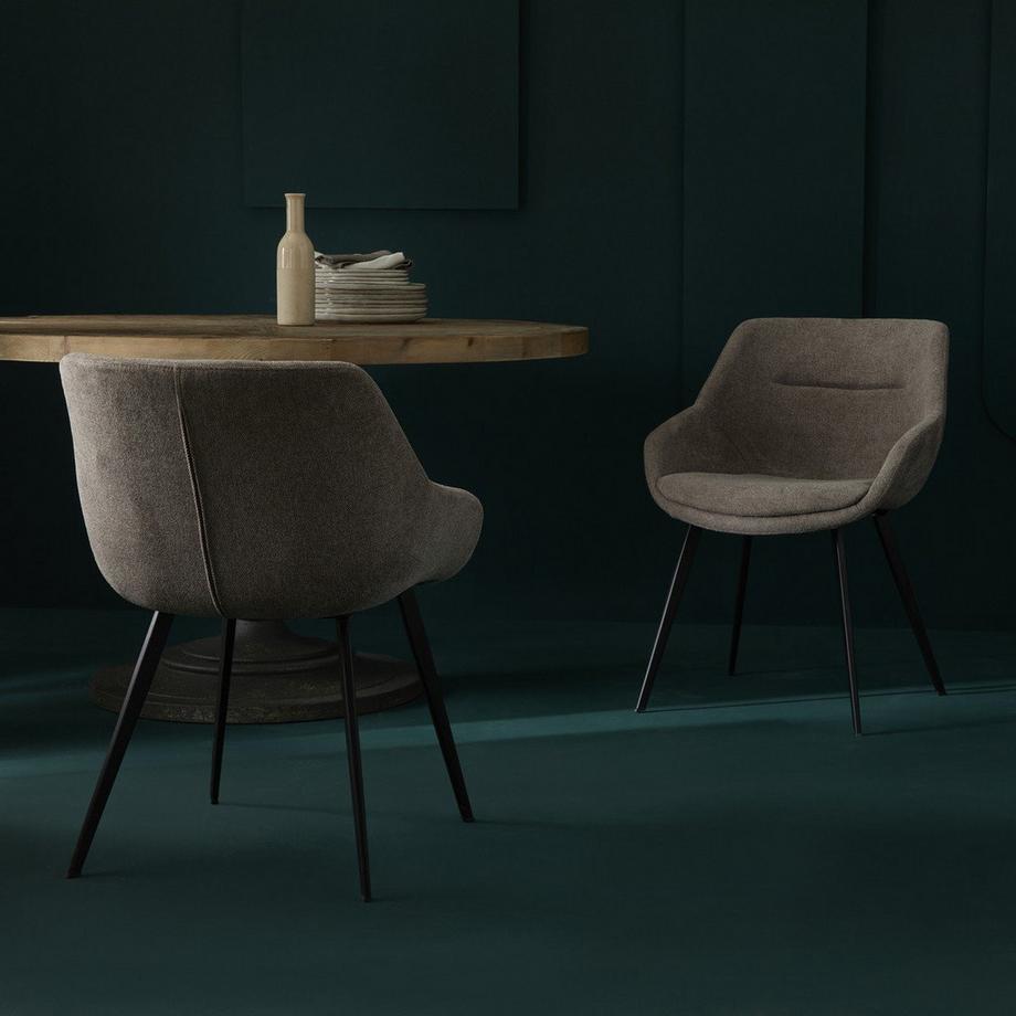 Calicosy Lot de 6 fauteuils bridge en tissu taupe  - COLOMBE  