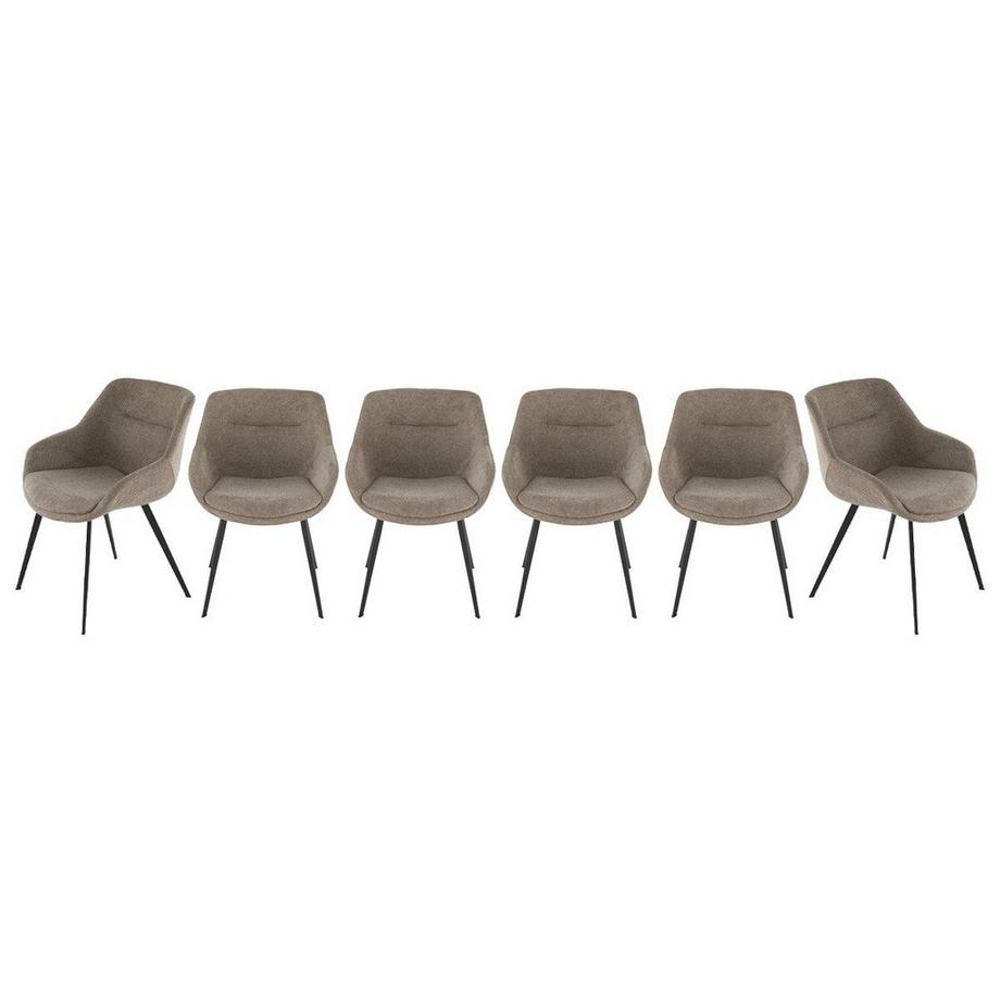 Lot de 6 fauteuils bridge en tissu taupe  - COLOMBE