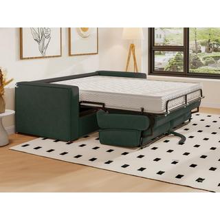 Vente-unique Canapé 3 places convertible express en velours côtelé vert sapin - Couchage 140 cm - Matelas 22 cm LORETO  