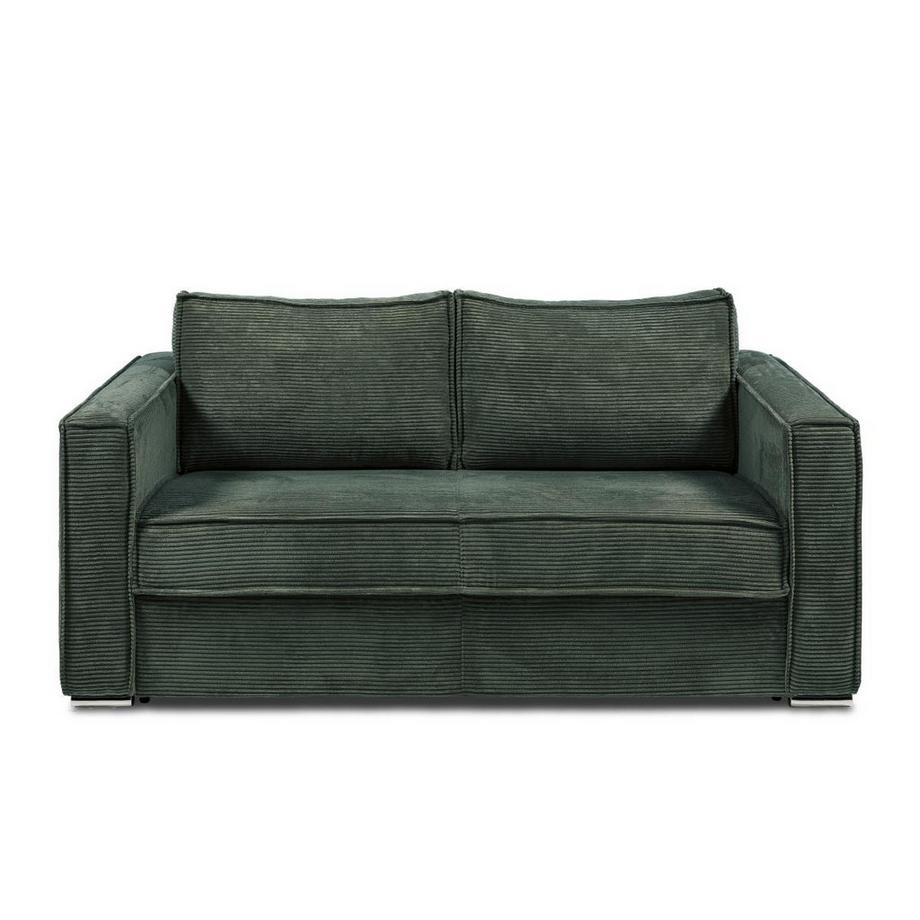 Vente-unique Schlafsofa mit Matratze 3-Sitzer - Cord - Tannengrün - Liegefläche 140 cm - Matratze 22 cm - LORETO  