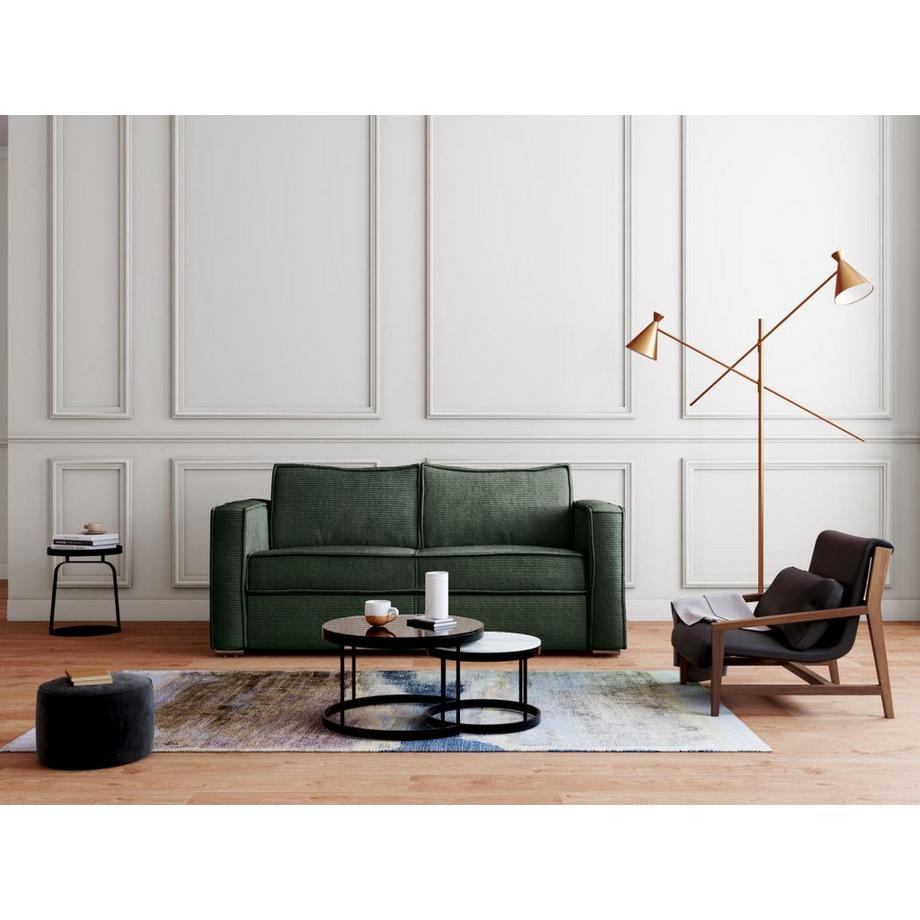 Vente-unique Schlafsofa mit Matratze 3-Sitzer - Cord - Tannengrün - Liegefläche 140 cm - Matratze 22 cm - LORETO  