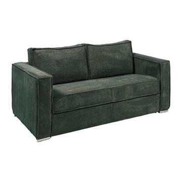 Schlafsofa mit Matratze 3-Sitzer - Cord - Tannengrün - Liegefläche 140 cm - Matratze 22 cm - LORETO