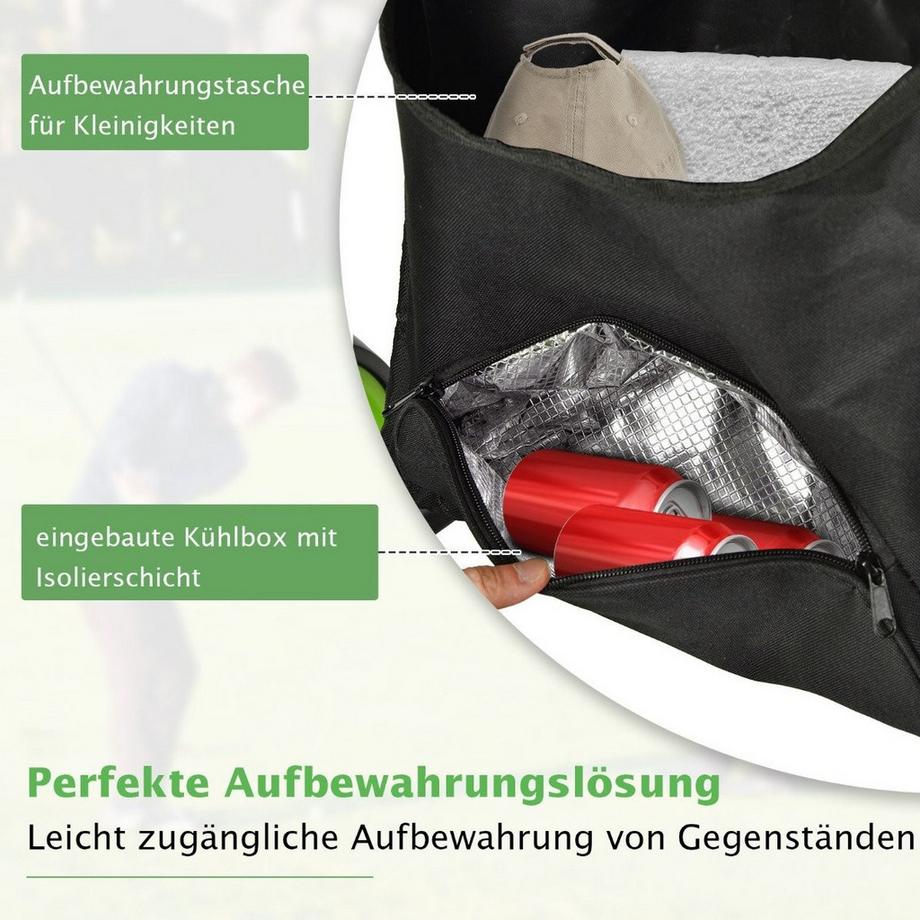 Northix  Carrello da golf a 4 ruote, carrello da golf pieghevole, carrello da golf, carrello da golf a spinta in alluminio, verde 