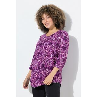 Ulla Popken Shirt Zierfalten A-Linie V-Ausschnitt 3/4-Arm  