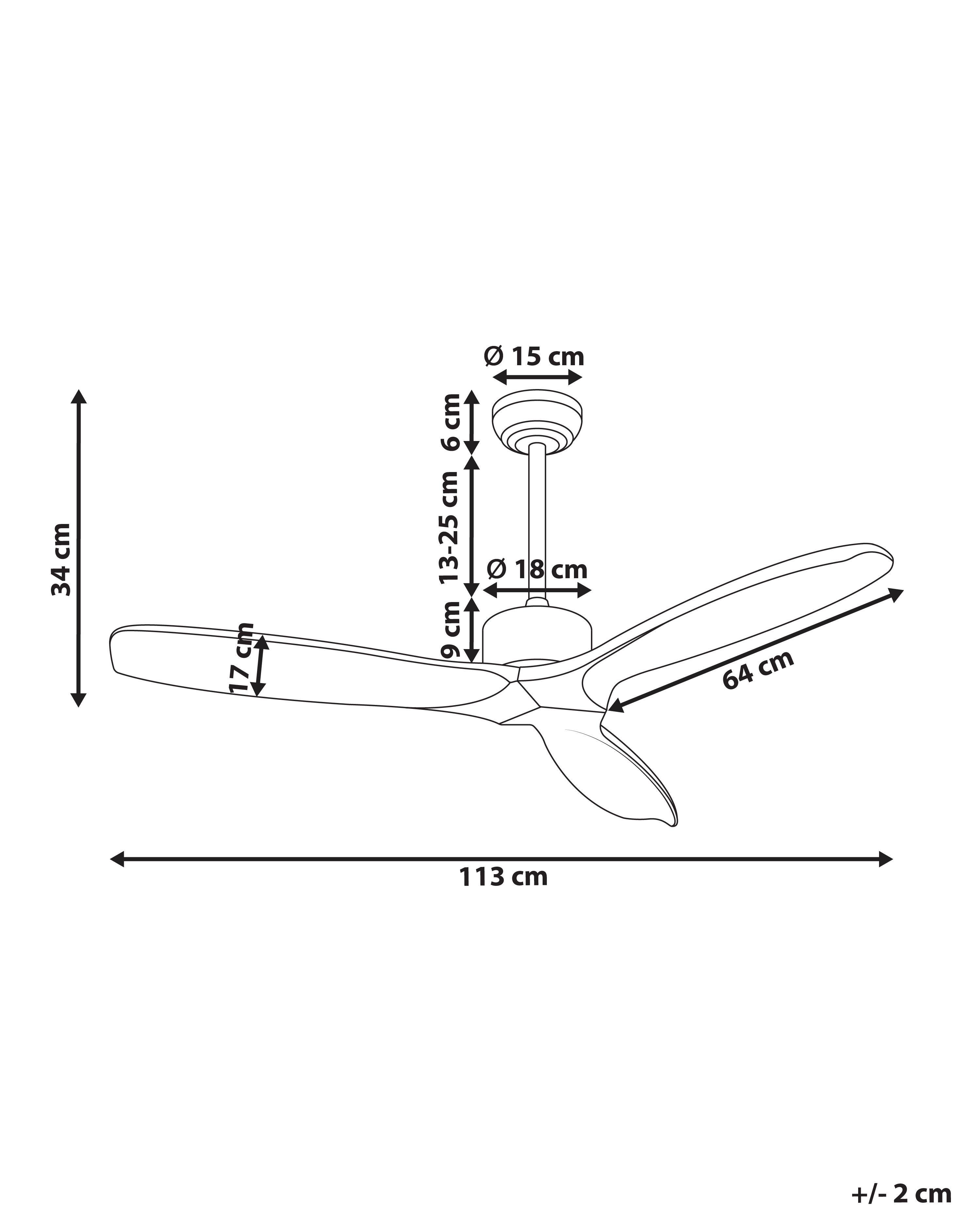 Beliani Ventilatore a soffitto en Legno di Paulownia Scandinavo ARANI  