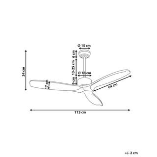 Beliani Ventilatore a soffitto en Legno di Paulownia Scandinavo ARANI  