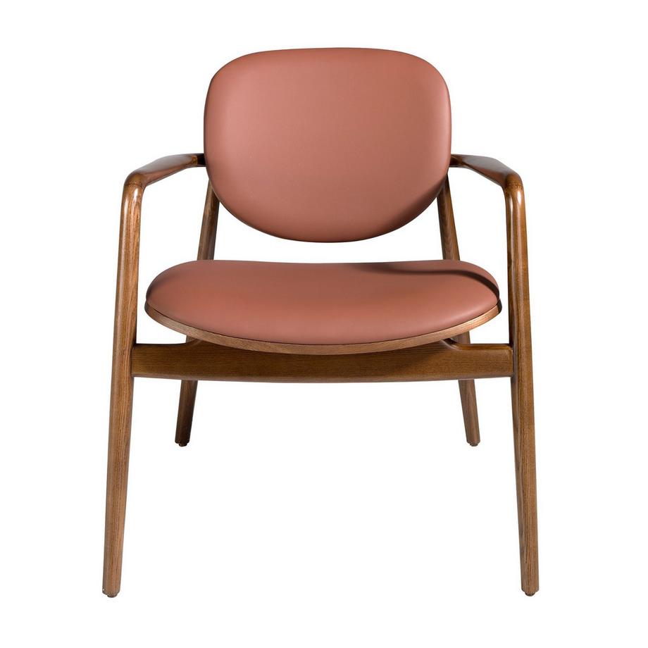 ANGEL CERDA Poltrona in ecopelle marrone e noce  