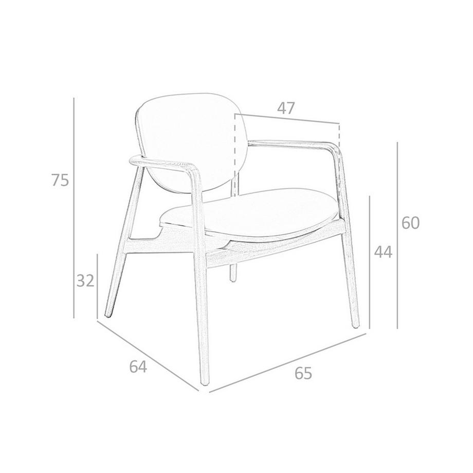 ANGEL CERDA Fauteuil en similicuir taupe et noyer  