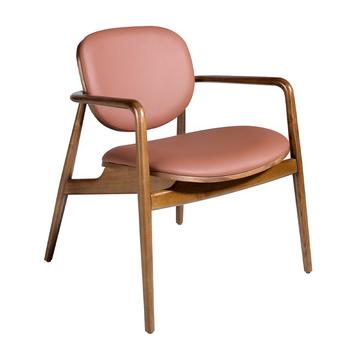 Fauteuil en similicuir et pieds en frêne