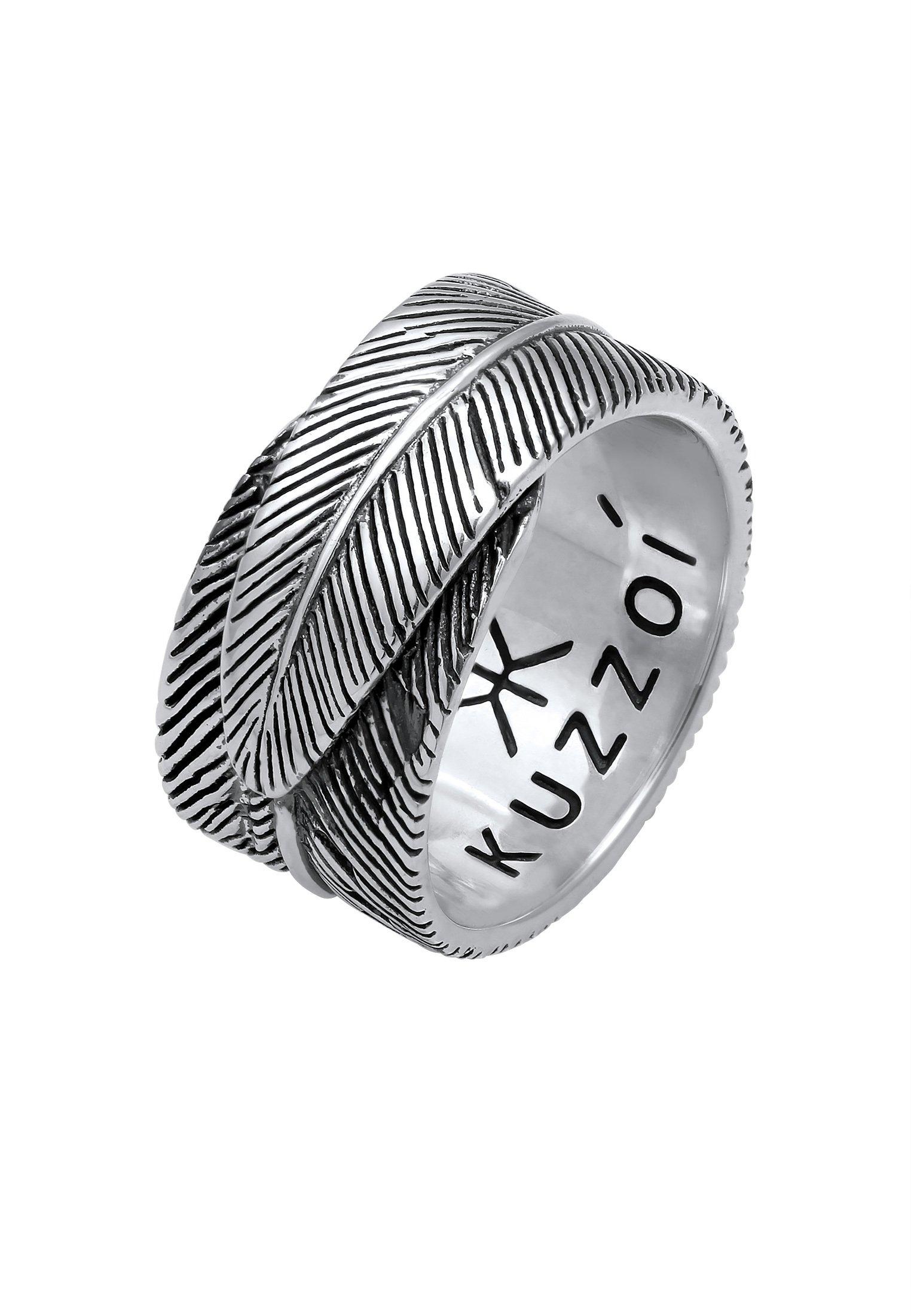 Kuzzoi  Ring  Feder Vintage Trend Oxidiert 925 Silber 