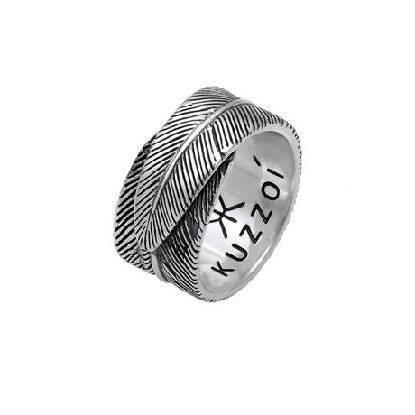 Kuzzoi  Ring  Feder Vintage Trend Oxidiert 925 Silber 