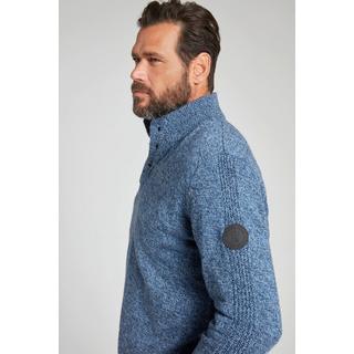 JP1880  Maglione polo con colletto alto, zip e applicazione 