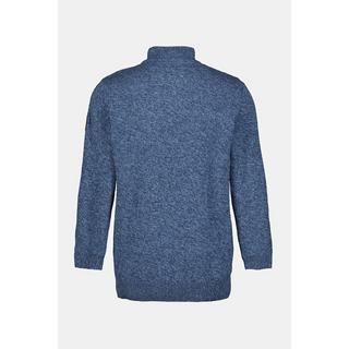 JP1880  Maglione polo con colletto alto, zip e applicazione 