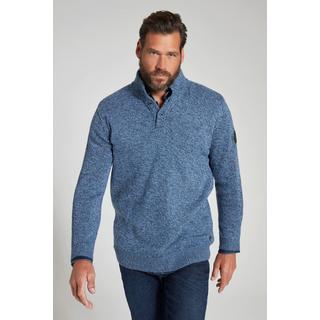 JP1880  Maglione polo con colletto alto, zip e applicazione 