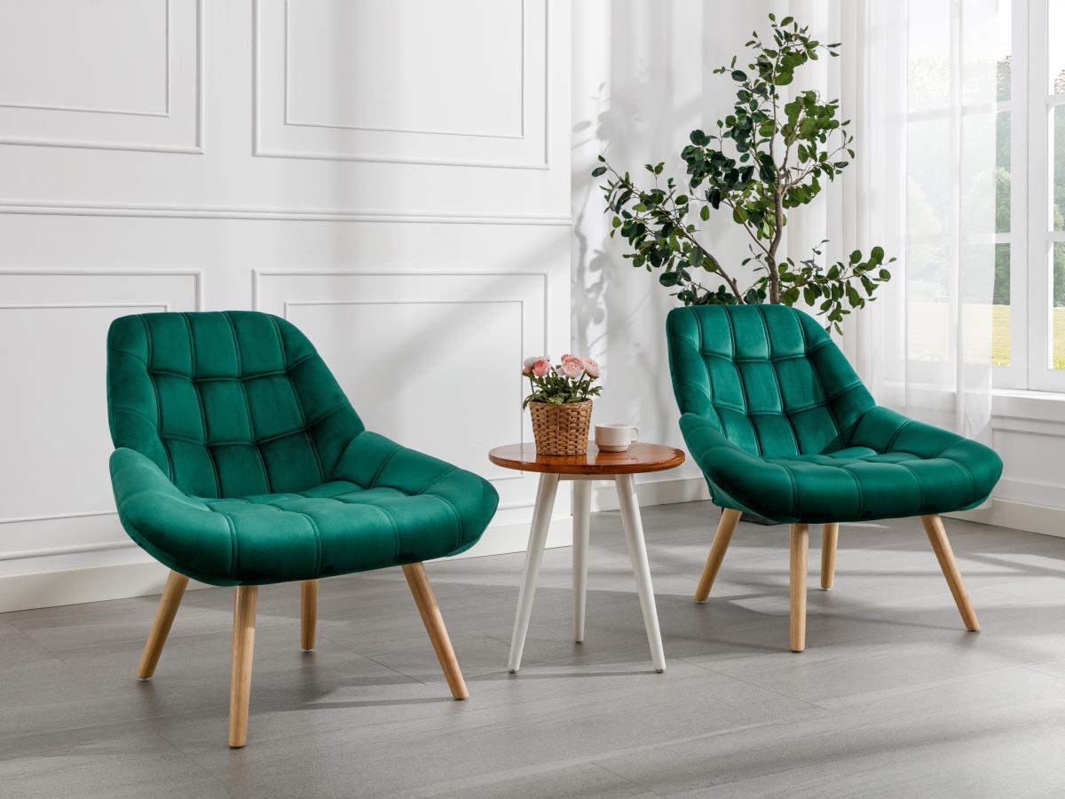 Vente-unique Fauteuil en velours vert LUOSTO  