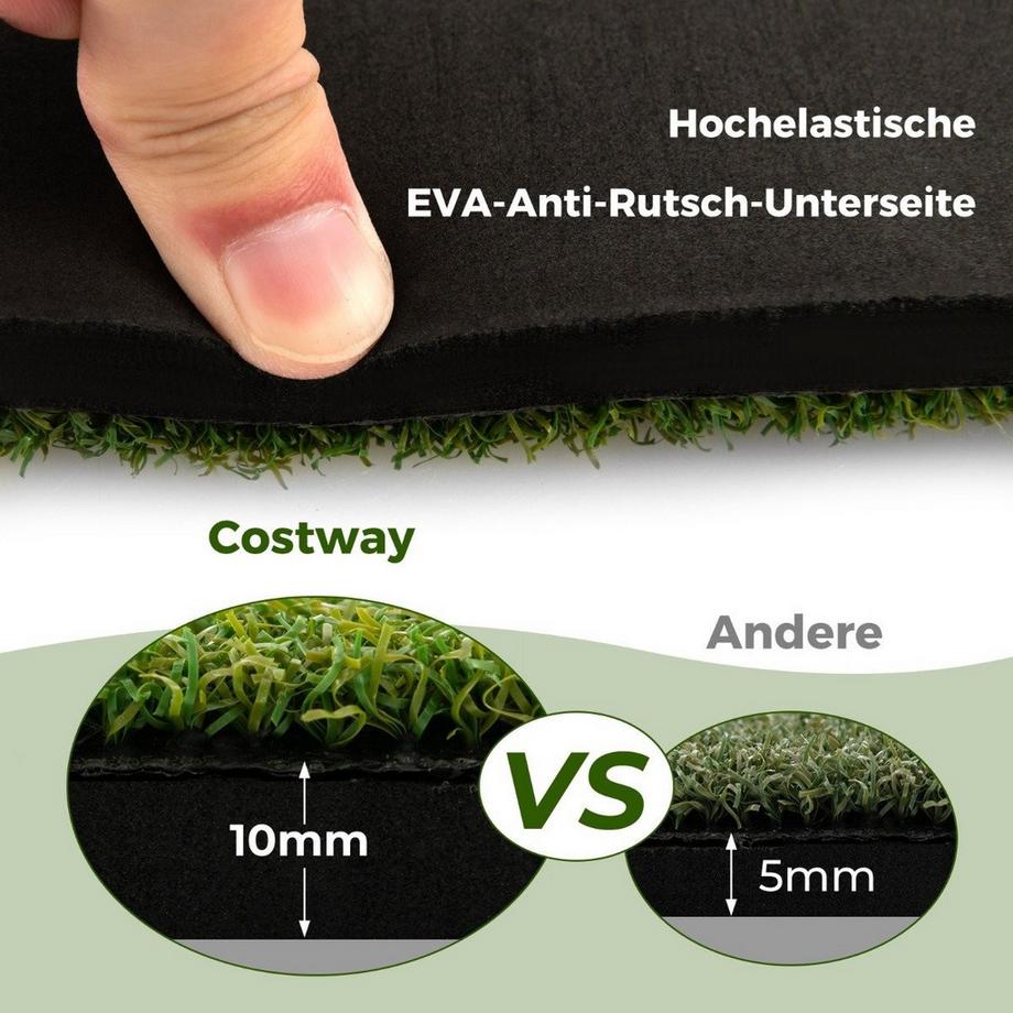 Northix  Tapis de départ de golf 2 tees en caoutchouc et 2 bâtons d'alignement 6 positions de départ 152 x 92 cm épaisseur 20 mm 