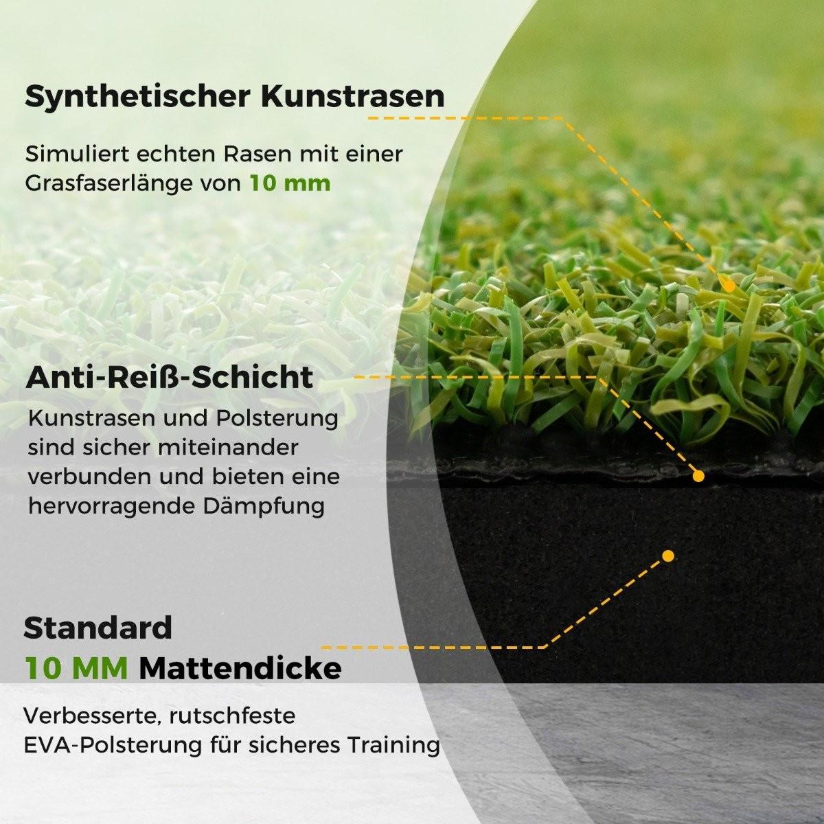 Northix  Tappetino da golf 2 tee in gomma e 2 bastoncini di allineamento 6 posizioni tee 152 x 92 cm spessore 20 mm 