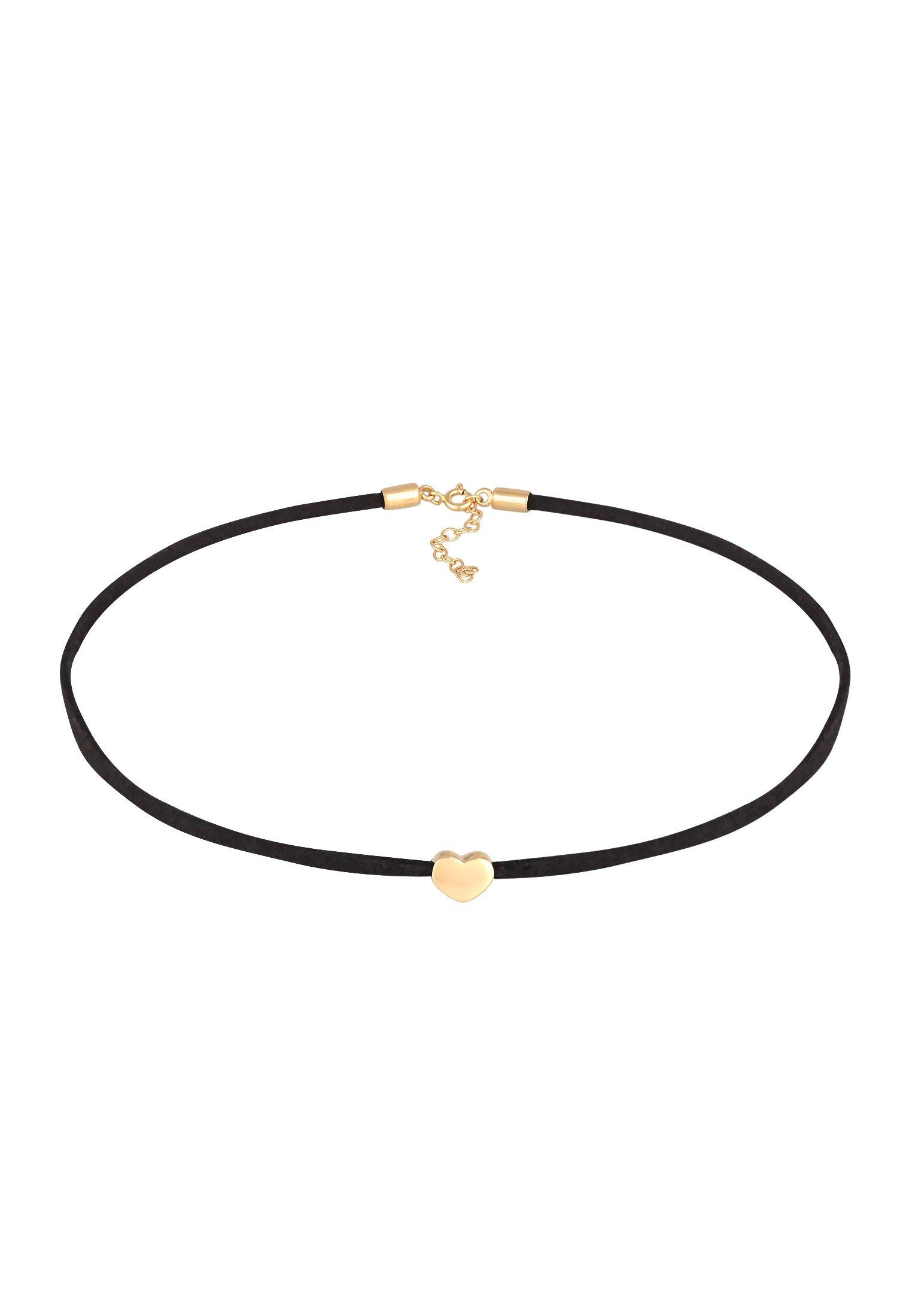 Image of Halskette Choker Herz Satinband 925 Silber Unisex Gold 36cm