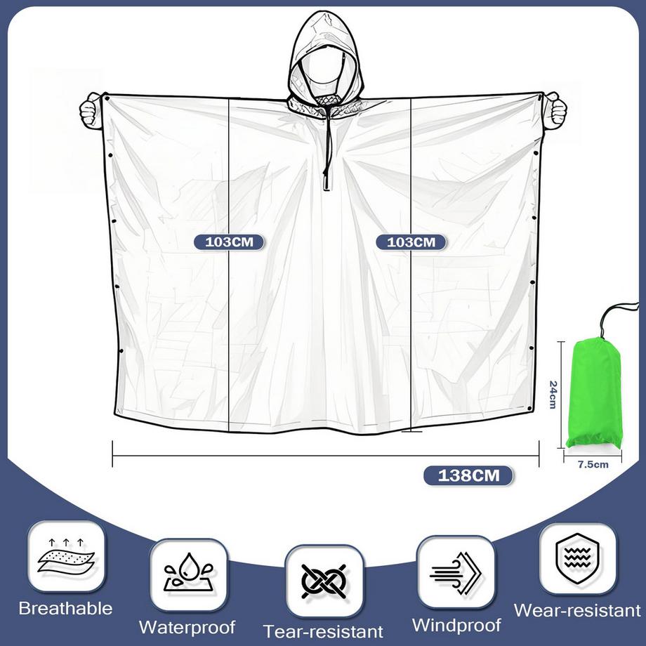 Alopini Poncho Antipioggia Impermeabile con Cappuccio  