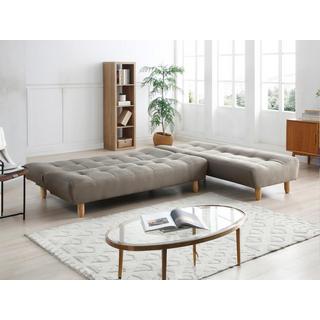 Vente-unique Canapé modulable convertible en tissu taupe ESTEBAN  