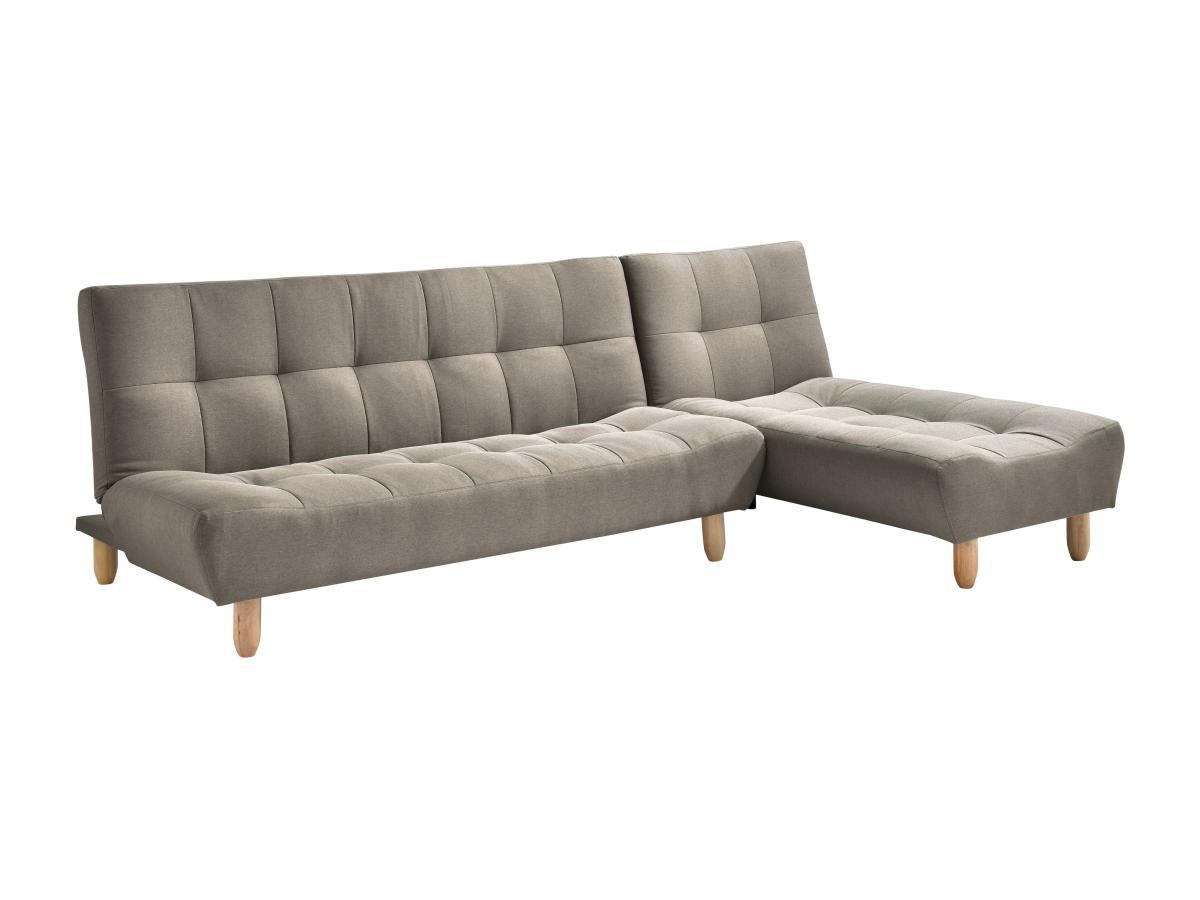 Vente-unique Canapé modulable convertible en tissu taupe ESTEBAN  