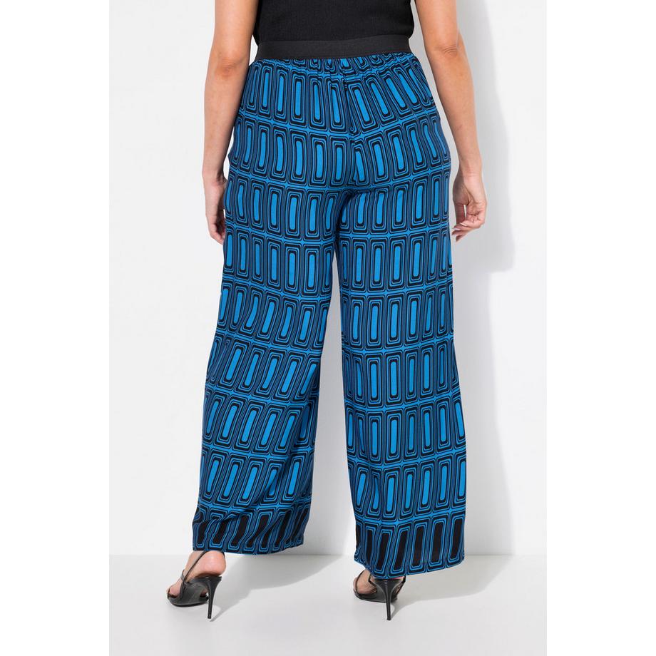 Ulla Popken Pantalon imprimé graphique jambe large taille élastique  