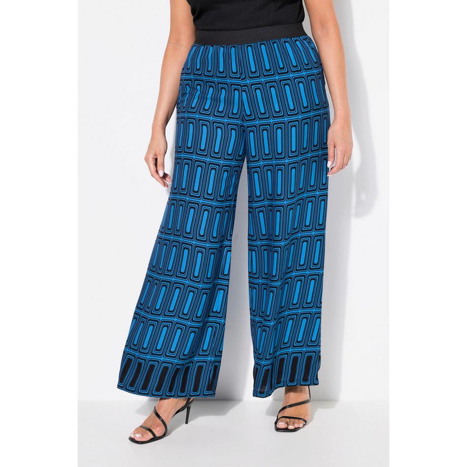 Ulla Popken Pantalon imprimé graphique jambe large taille élastique  