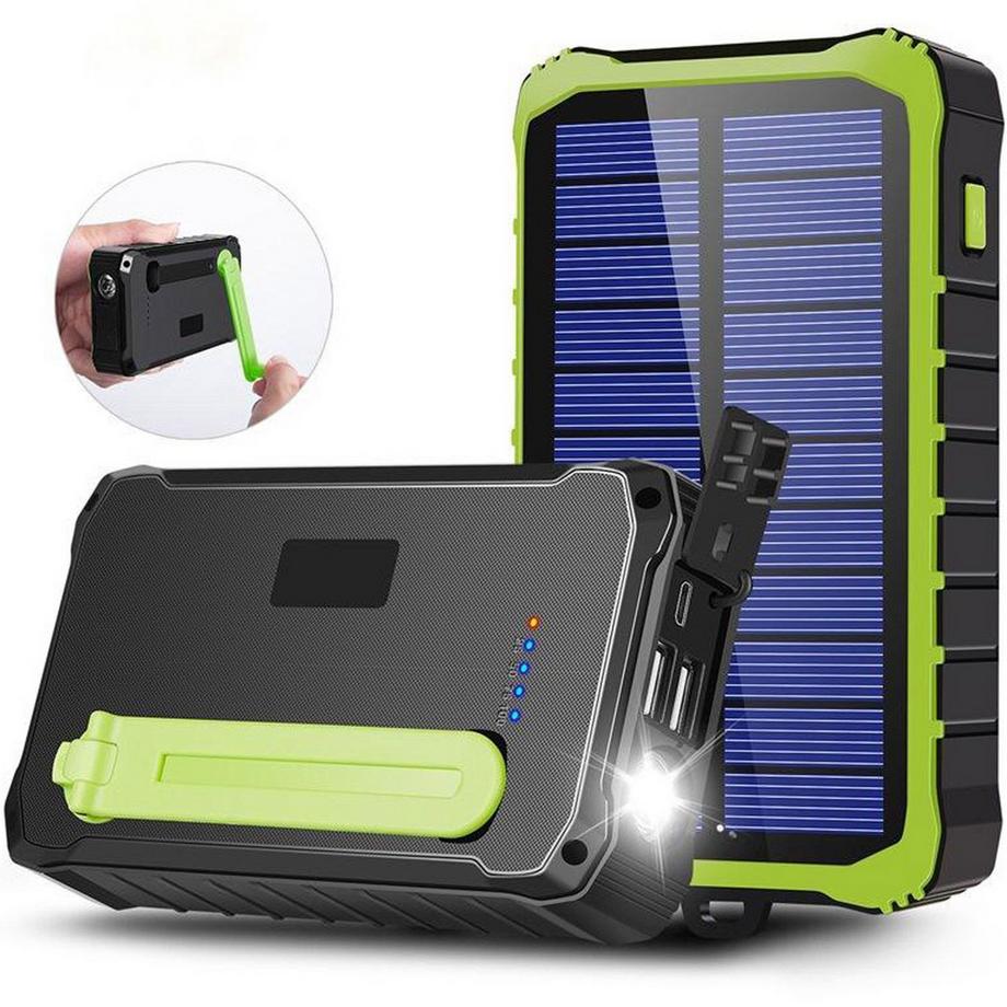 DENVER  PowerBank 10.000 mAh con cella solare a manovella, nero/verde 