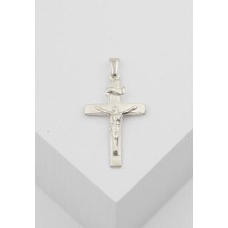 MUAU Schmuck  Anhänger Kreuz Weissgold 750 Christus 32x16mm 