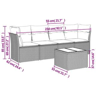 VidaXL Ensemble de canapés de jardin rotin synthétique  