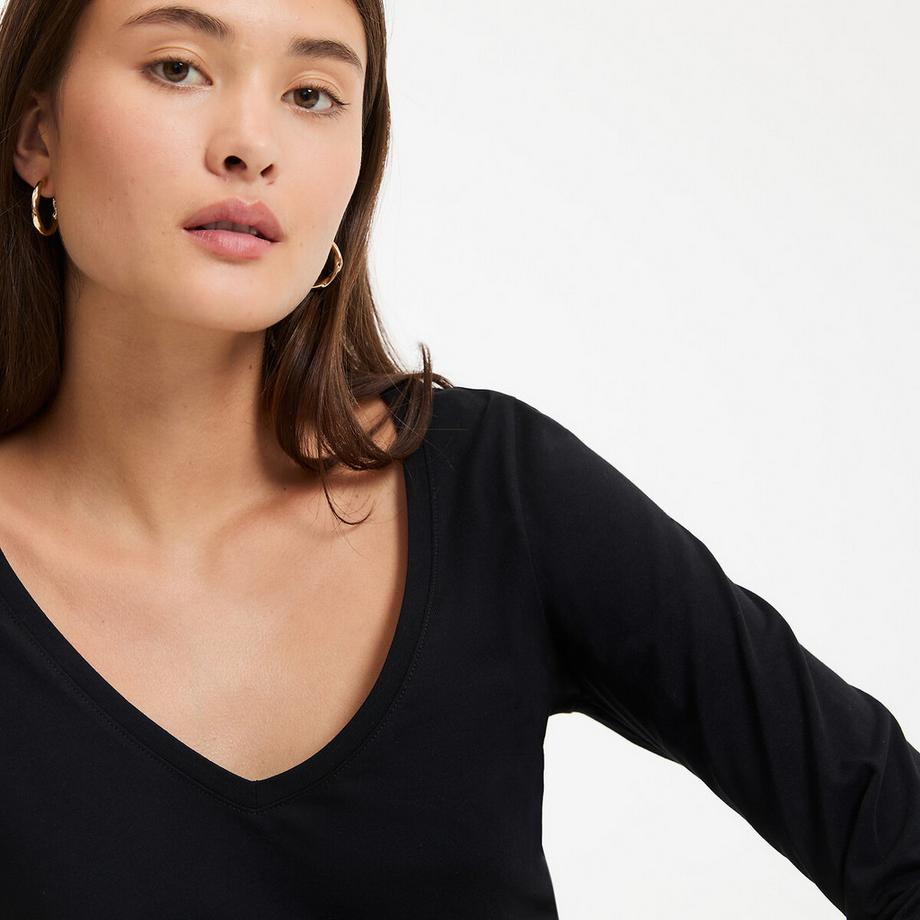 La Redoute Collections Bio-Baumwolle Langarm V-Ausschnitt Shirt  