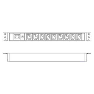 Digitus  PDU 1U, montage sur rack, 9 x C13 10A, 230VAC, 50/60Hz, IEC C14, 10 A Fuse 