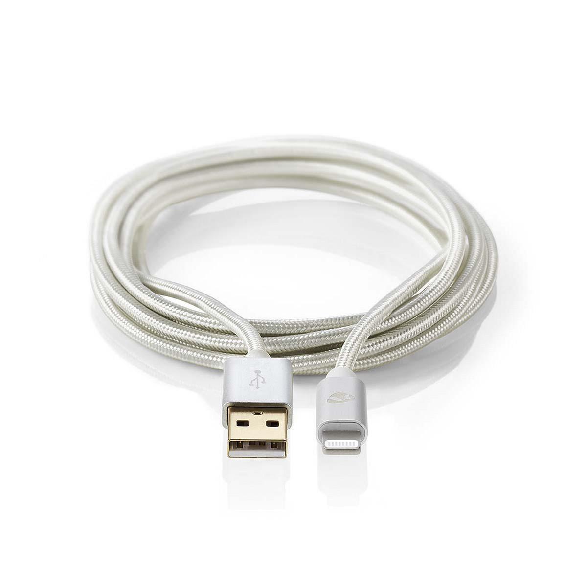 Nedis  Cavo Lightning | USB 2.0 | Apple Lightning, 8-pin | USB-A Maschio | 480 Mbps | Placcato oro | 3,00 m | Rotondo | Intrecciato / Nylon | Alluminio | Scatola con finestra coperta 